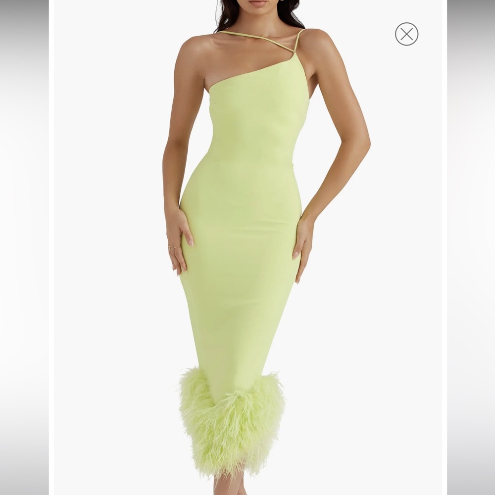 House of CB Alessia Lime Midi Dress Size Small 4-6